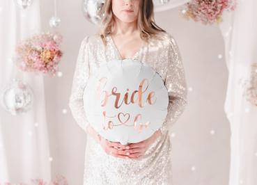Preview: Folienballon rund - Bride to be, weiß roségold - ø 45cm